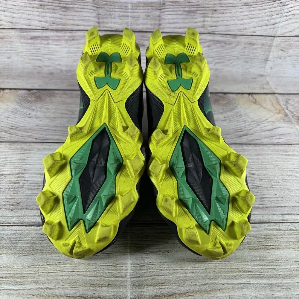 Under Armour Green and Black Kids Football Cleats